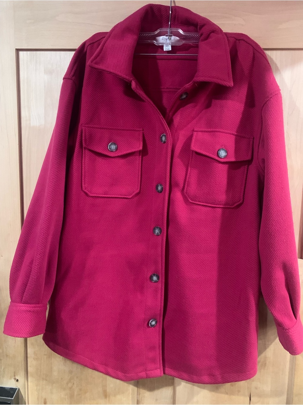 Women’s C by One Utility Shacket in Deep Pink with Button Front